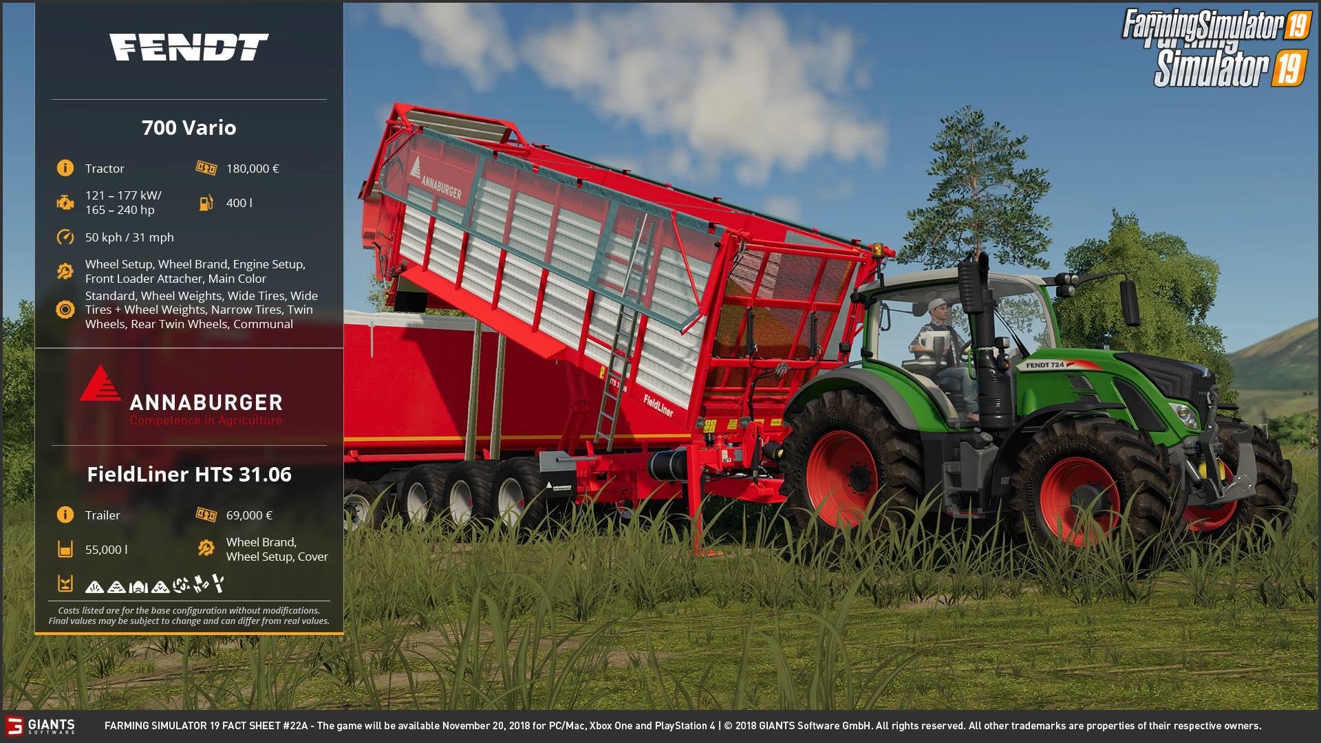 Farming simulator 19 FACT SHEET