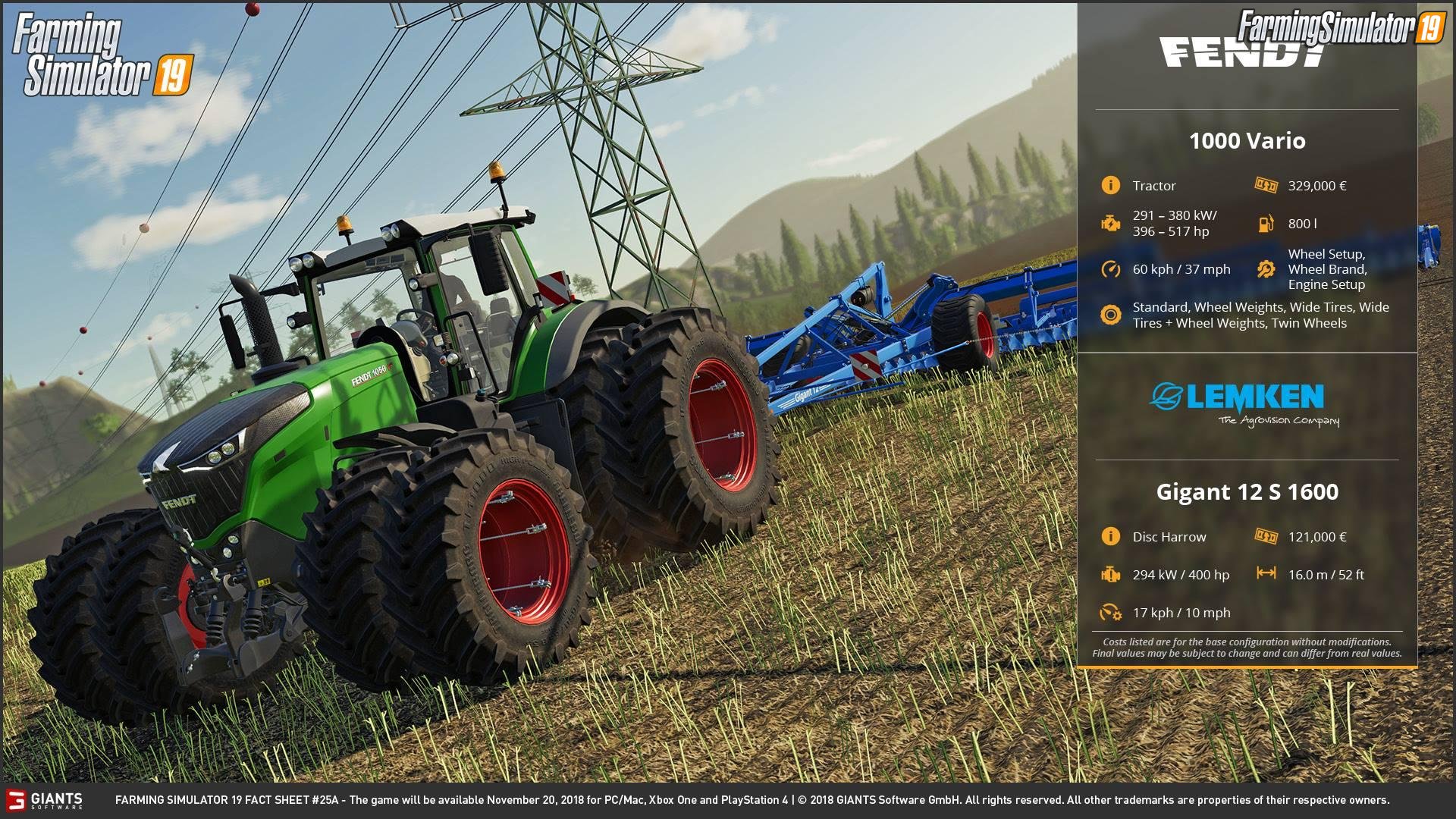 Farming simulator 19 FACT SHEET #11 by Giants Software