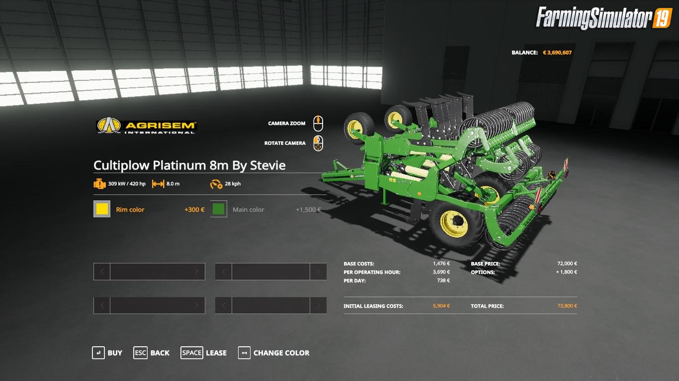 Cultiplow Platinum 8m v1.0 By Stevie for FS19