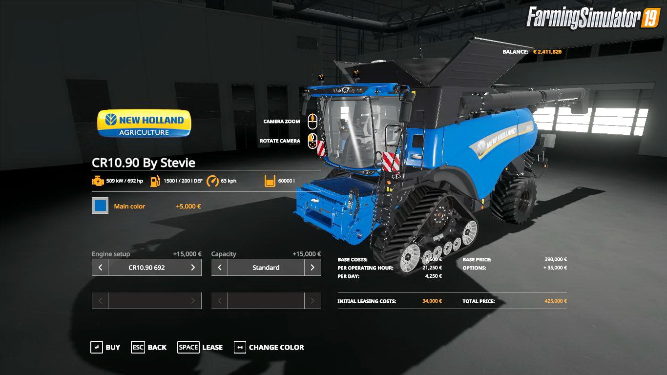 Combine New Holland CR1090 v1.0 by Stevie for FS19