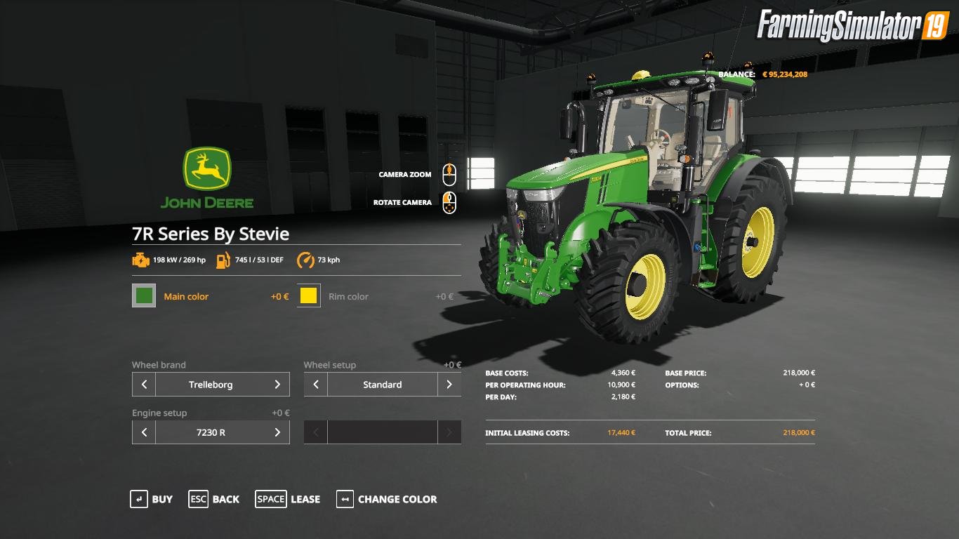 Tractor John Deere 7R Series v1.0 Edit by Stevie for FS19