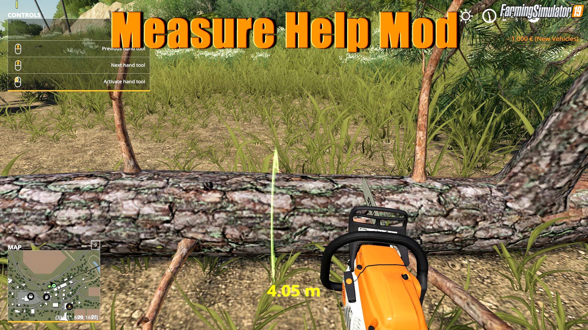 Measure Help Mod v1.1 by kenny456 for FS19