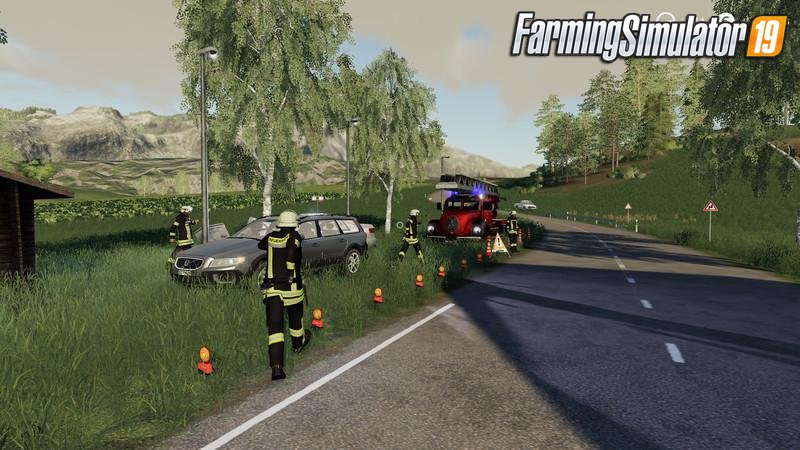 Placeable fire service with light and sound v1.0 for FS19