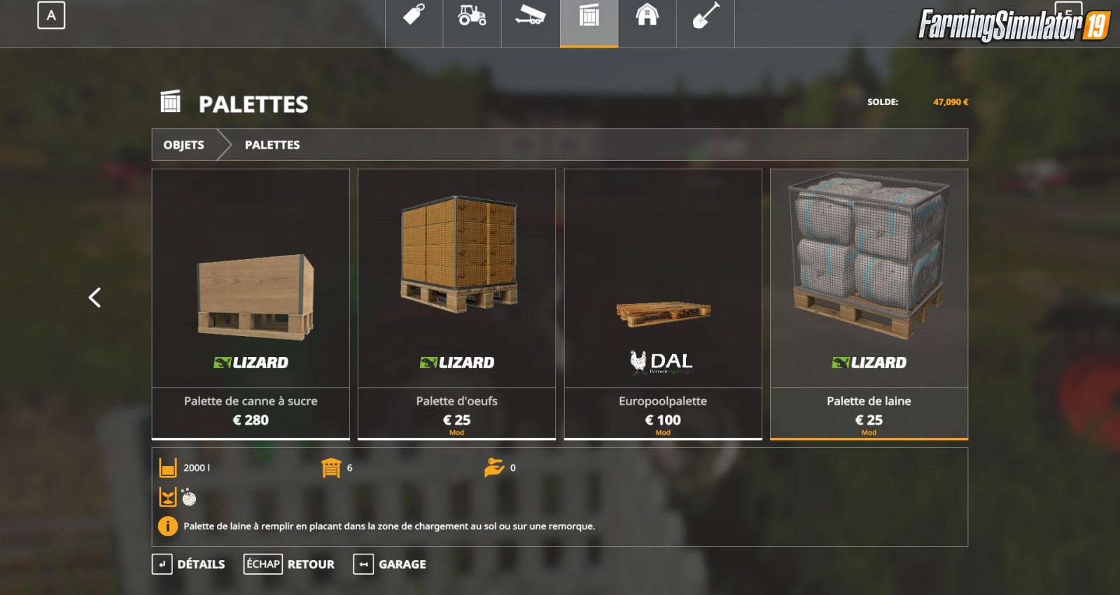 Buyable Wool Pallet for FS19