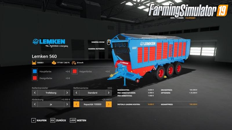 Trailer Lemken 560 for FS19