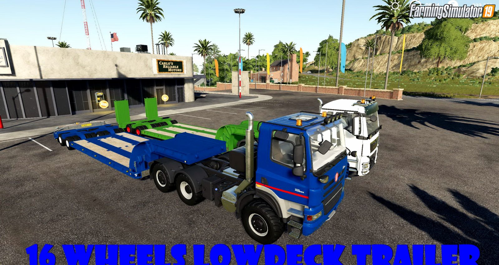 16 WHEELS LOWDECK TRAILER for FS19