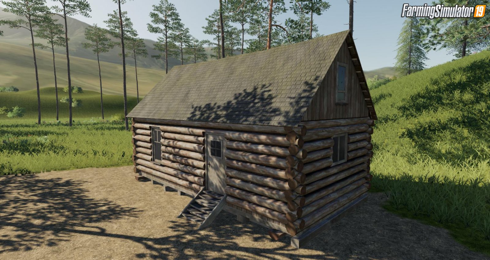 Placeable Log Cabin with sleep trigger v1.0 for FS19