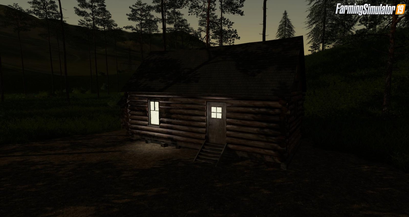 Placeable Log Cabin with sleep trigger v1.0 for FS19