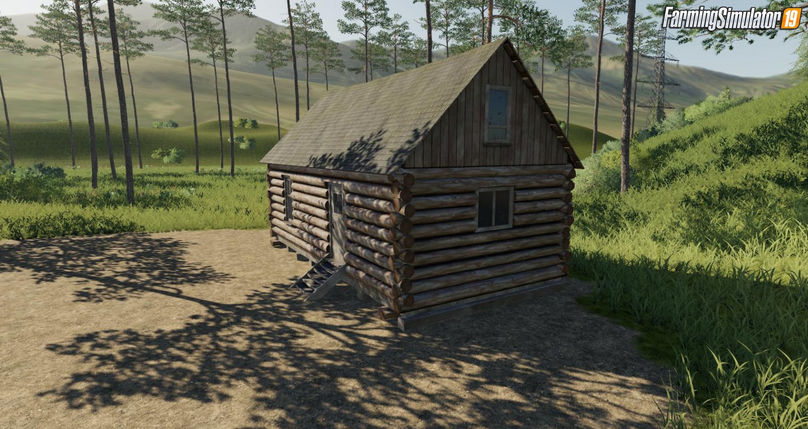 Placeable Log Cabin with sleep trigger v1.0 for FS19