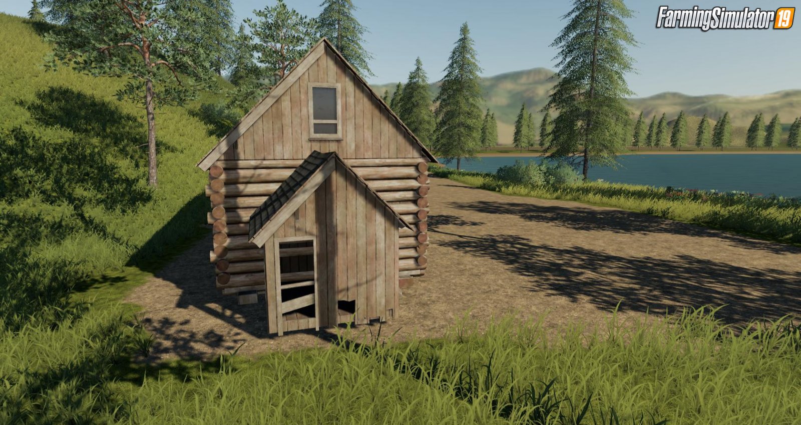 Placeable Log Cabin with sleep trigger v1.0 for FS19