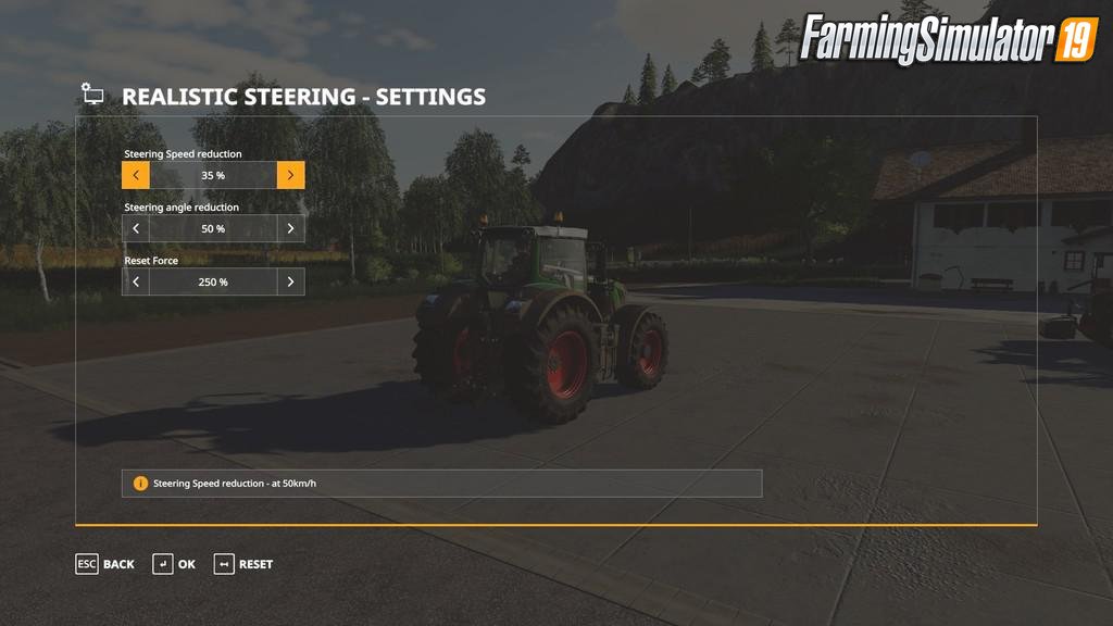 Realistic Steering Mod v1.0 for FS19