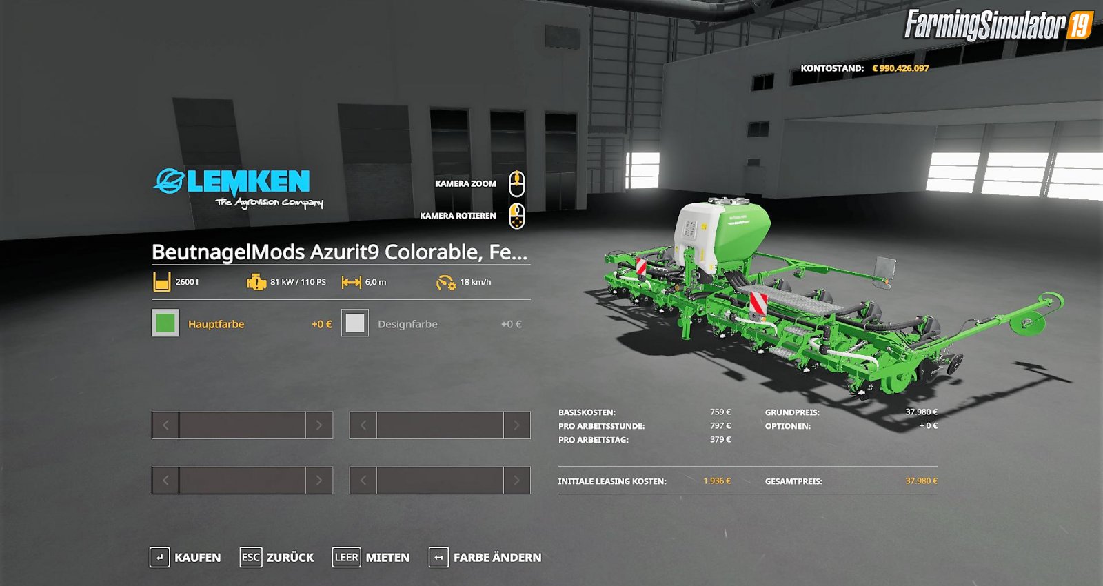 Lemken Azurit 9 for FS19