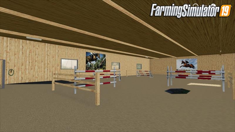 Placeable Horse stable with riding hall for FS19