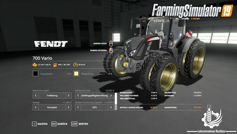 Tractor Fendt 700 Vario v1.0 By Contractor Westfalen for FS19