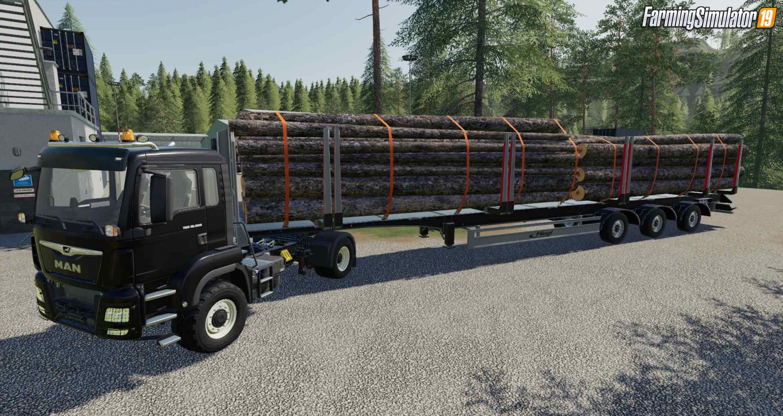 Fliegl Timber Runner Wide With Autoload Wood for FS19