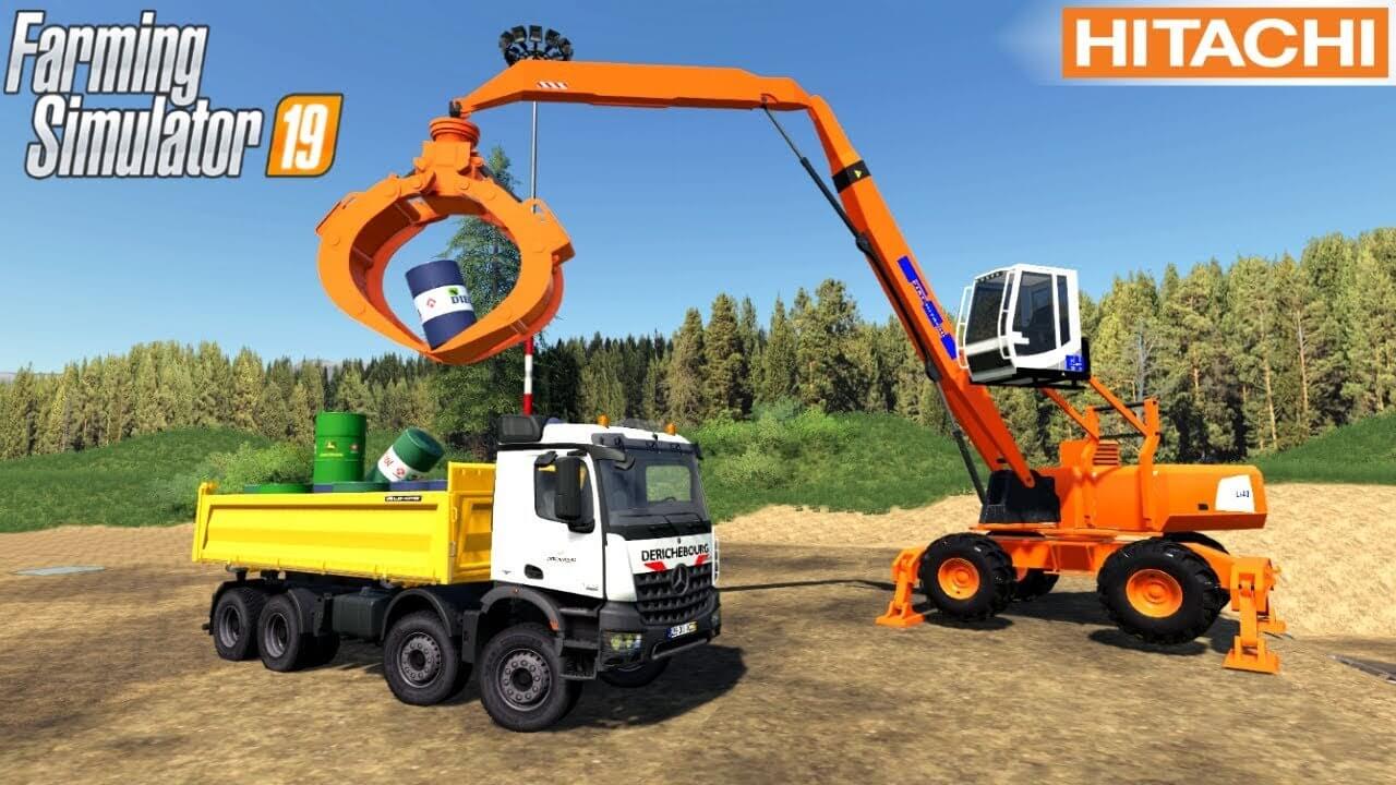 Hitachi L140 Excavator With A Gripper - Farming Simulator 19