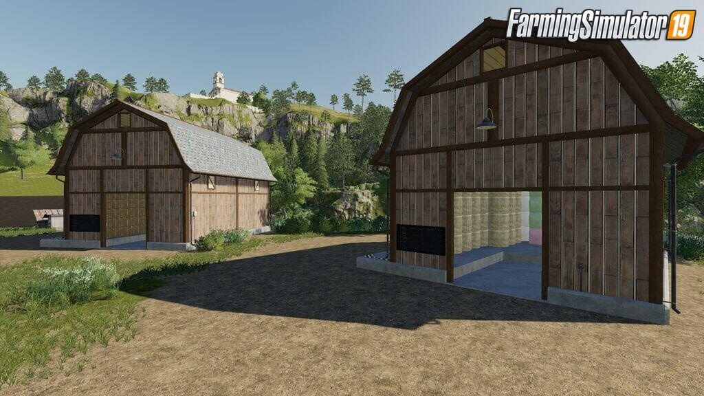 Bale Storage Barns Pack v1.0.1 for Farming Simulator 19