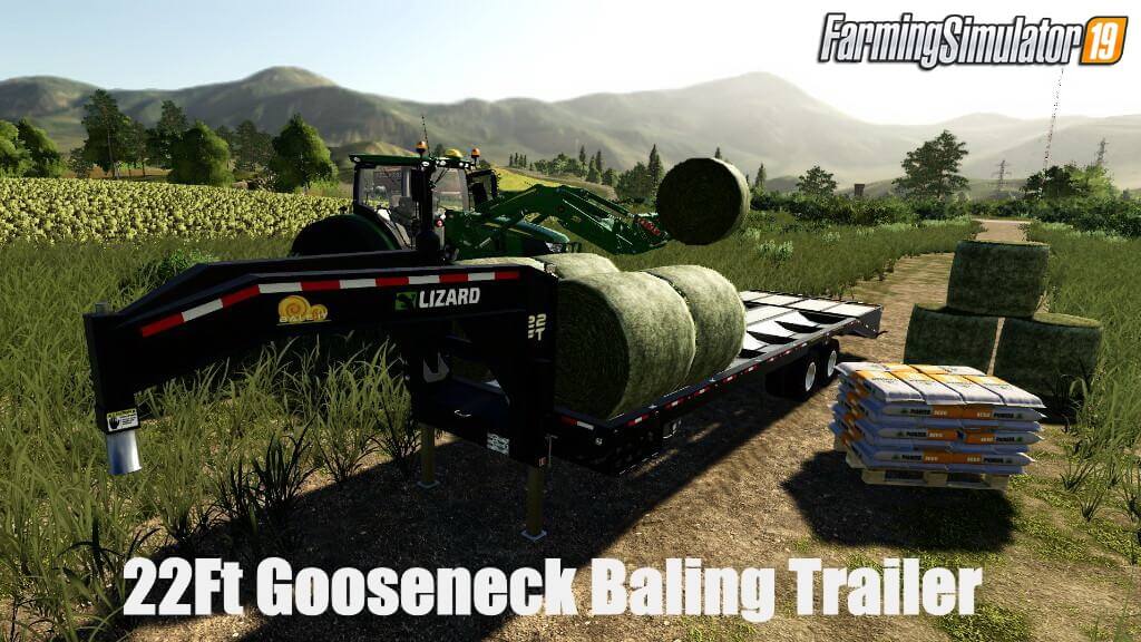 22Ft Gooseneck Baling Trailer v1.0 for FS19