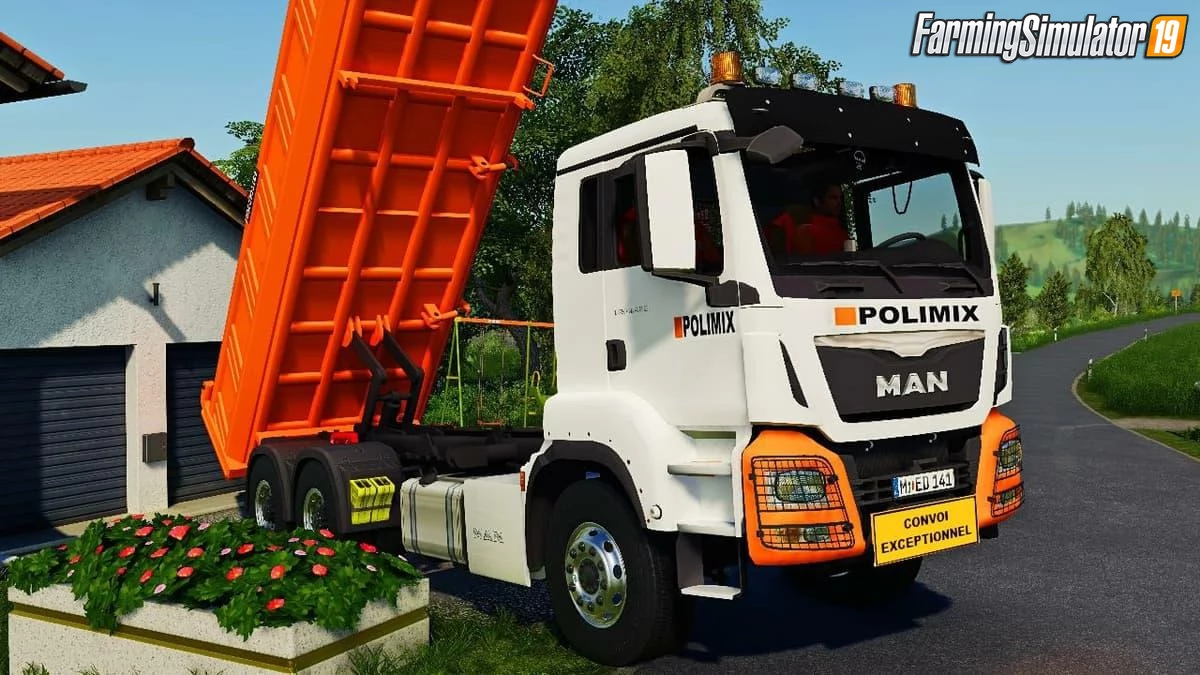 MAN TGS Meiller-Kipper Polimix Truck v1.0 for FS19