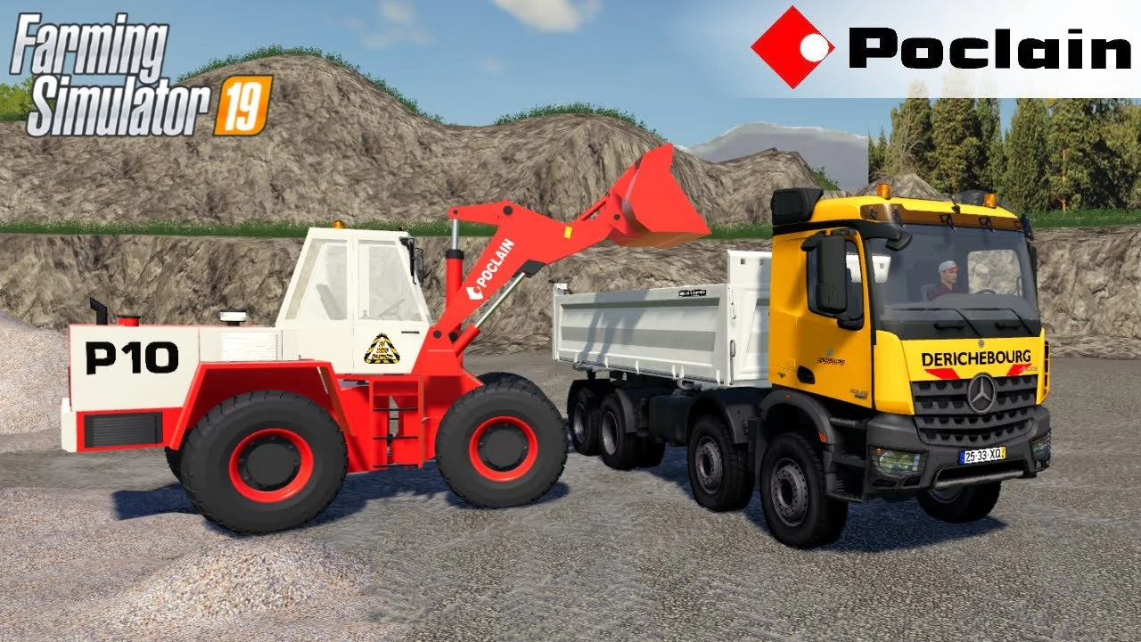 Poclain P10 Wheel Loader Loads Stone - Farming Simulator 19