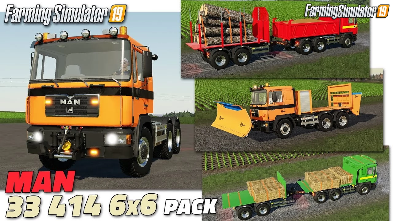 MAN 33 414 6x6 Pack v2.0.0.1 by Blacksheep Modding for FS19