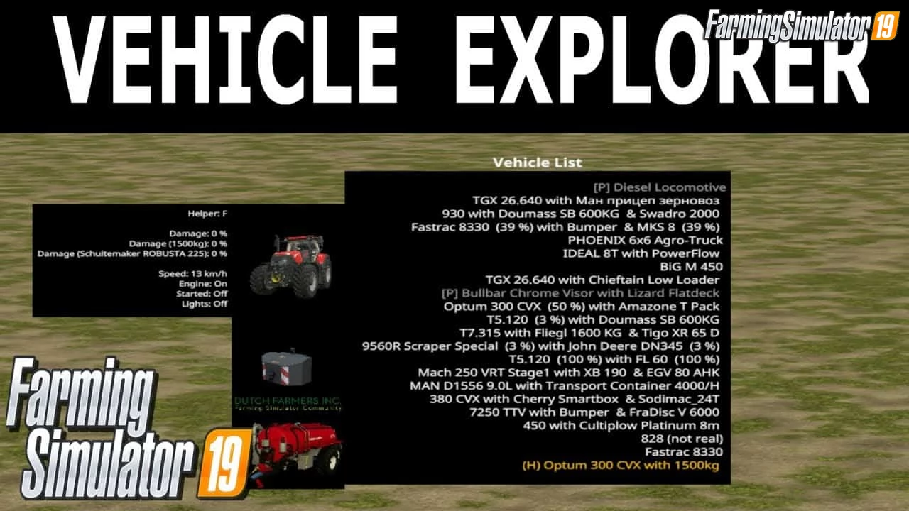 Vehicle Explorer Mod v0.9.4.8 for FS19