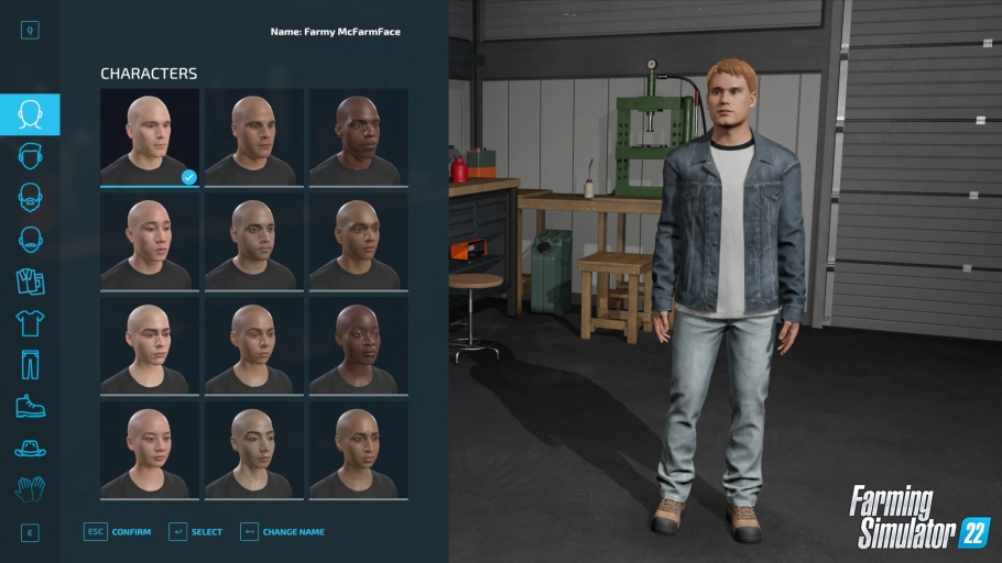 Character creator in Farming Simulator 22