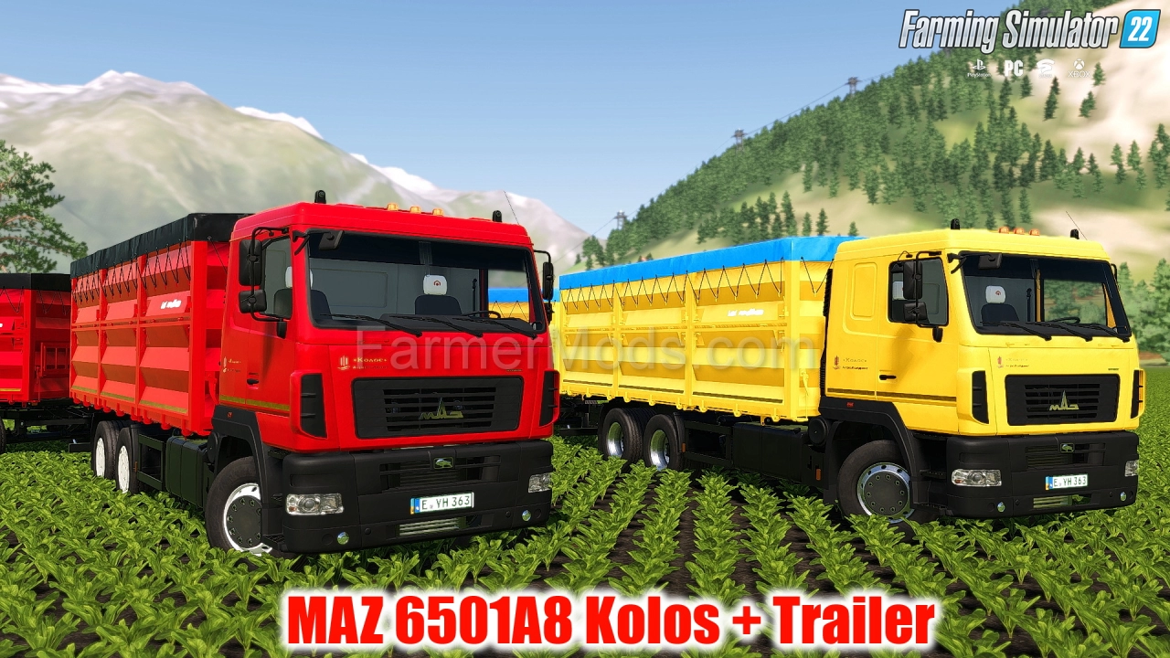 MAZ 6501A8 Kolos + Trailer v1.0.0.1 for FS22
