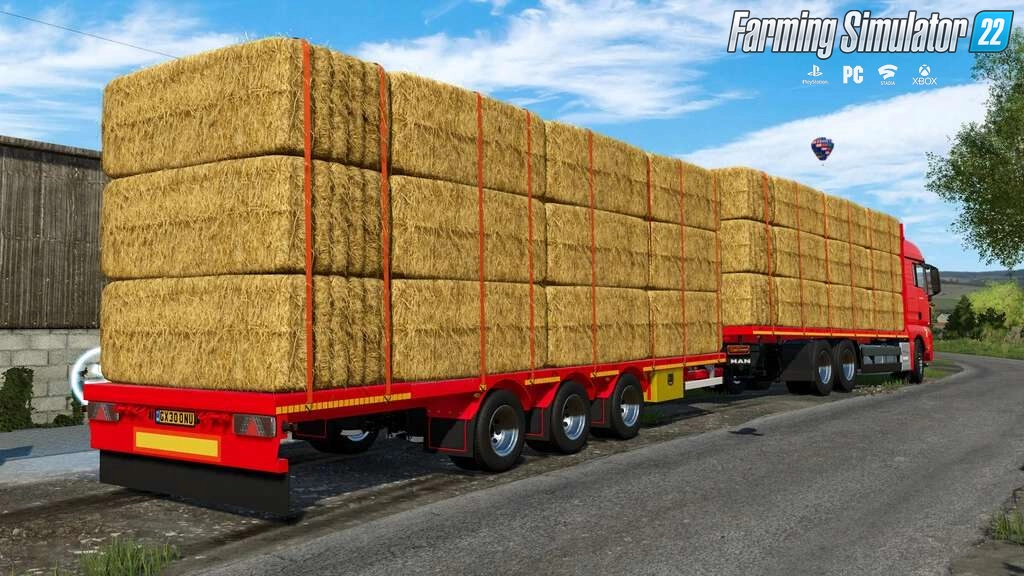 Lizard Straw Bale Trailer v1.0 for FS22