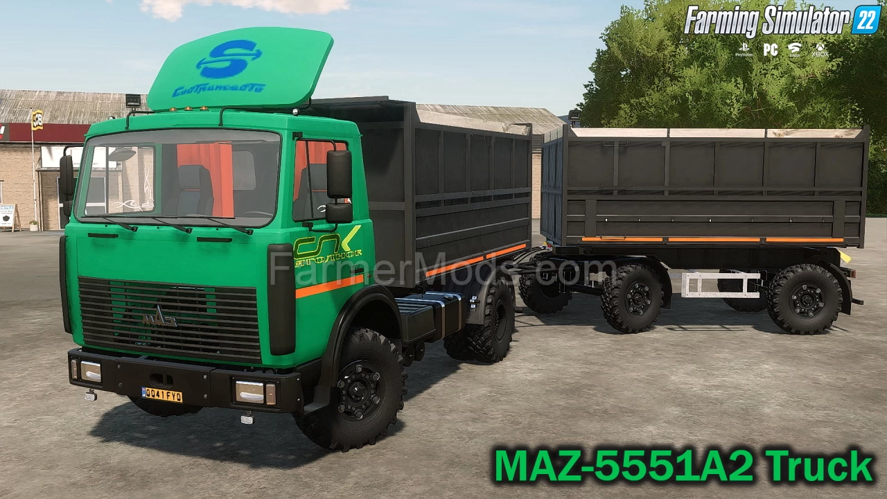 MAZ-5551A2 + Trailer MAZ-8571N v1.0.0.2 for FS22